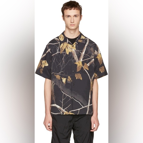 Alexander Wang Winter Camo Printed Silk Hawaiian Shirt - Picture 1 of 12